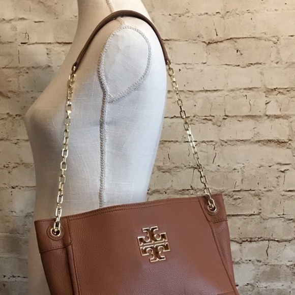 NWT Tory Burch Slouchy Tote Bark Leather Shoulder - Picture 4 of 7